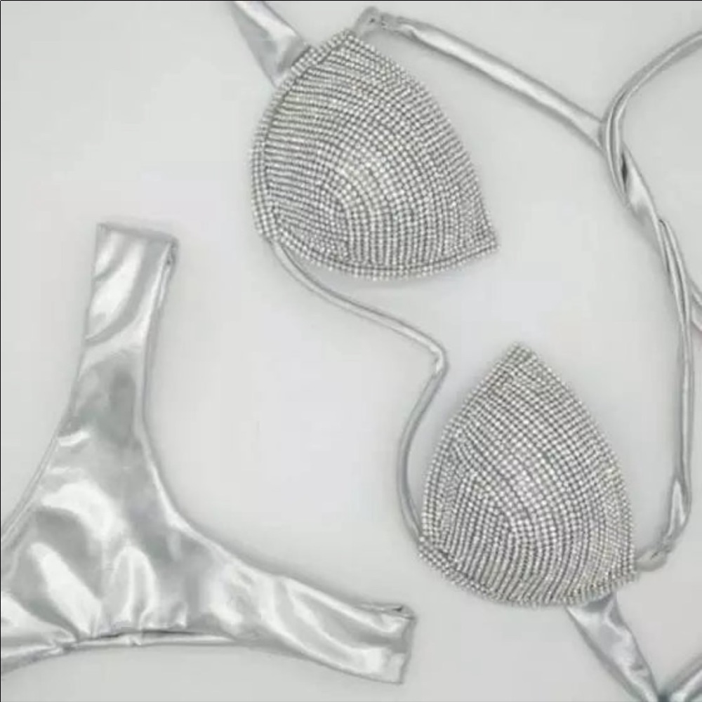 Story1440 Silver and Rhinestone Bikini. NWT (various sizes)